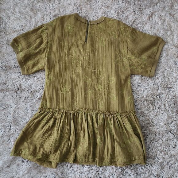 Free People Picking Petals Mini Dress Cardamom Seed Olive Green Women's Large - Picture 9 of 16